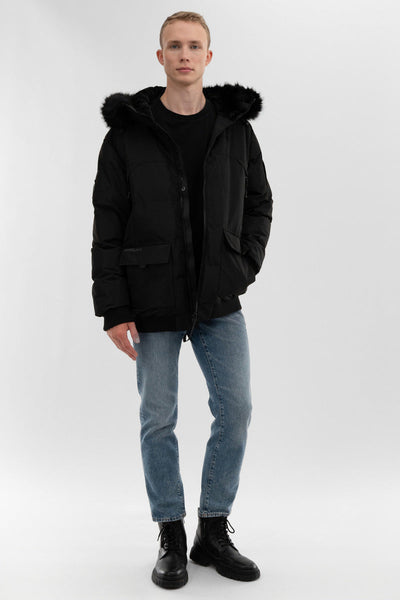 Canada Weather Gear Faux Fur Trim Bomber Jacket - Black