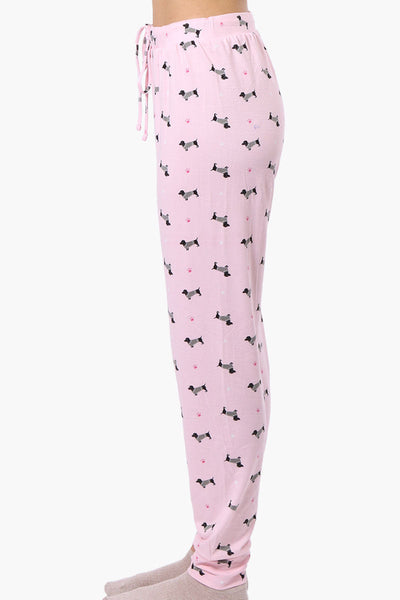 Canada Weather Gear Dachshund Pattern Tie Waist Pajama Pants - Pink - Womens Pajamas - Canada Weather Gear