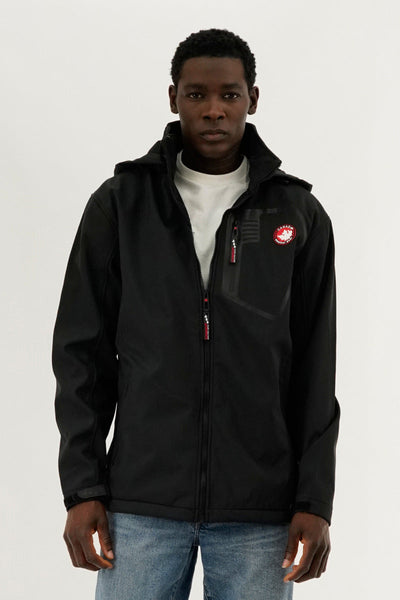 Canada Weather Gear Soft Shell Hooded Lightweight Jacket - Black - Mens Lightweight Jackets - Canada Weather Gear