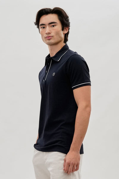 Canada Weather Gear Travel Collection Piping Detail Polo Shirt - Navy - Mens Polo Shirts - Canada Weather Gear