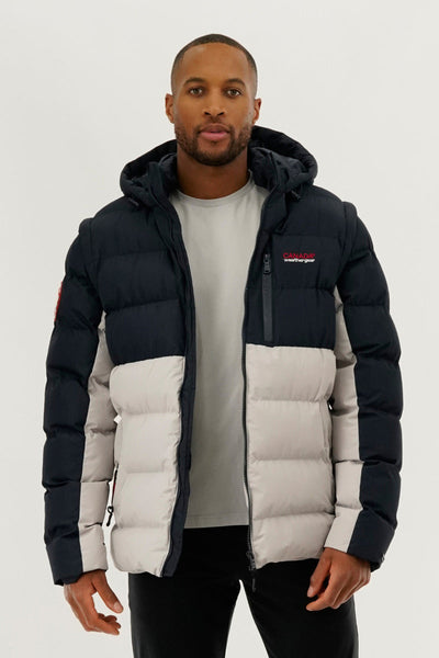 Canada Weather Gear Colour Block Zip Off Sleeve Bomber Jacket - Navy - Mens Bomber Jackets - Canada Weather Gear