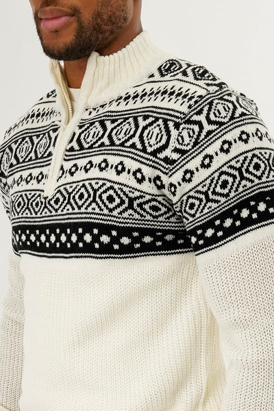 Canada Weather Gear 1/4 Zip Striped Pullover Sweater - White - Mens Pullover Sweaters - Canada Weather Gear