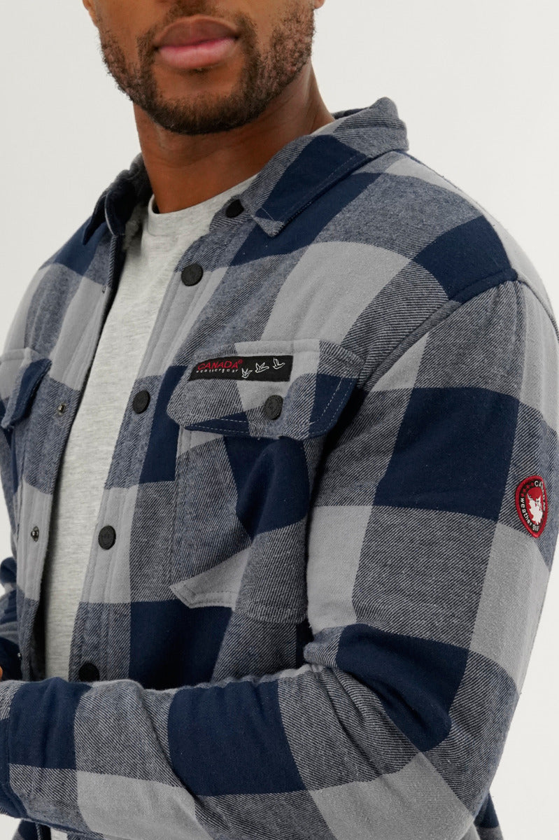 Canada Weather Gear Plaid Plush Lined Lightweight Jacket - Navy - Mens Lightweight Jackets - Canada Weather Gear