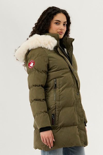 Canada Weather Gear Hip Length Parka Jacket - Green - Womens Parka Jackets - Canada Weather Gear