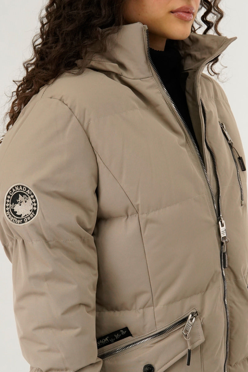 Canada Weather Gear Faux Fur Lined Hood Parka Jacket - Cream - Womens Parka Jackets - Canada Weather Gear