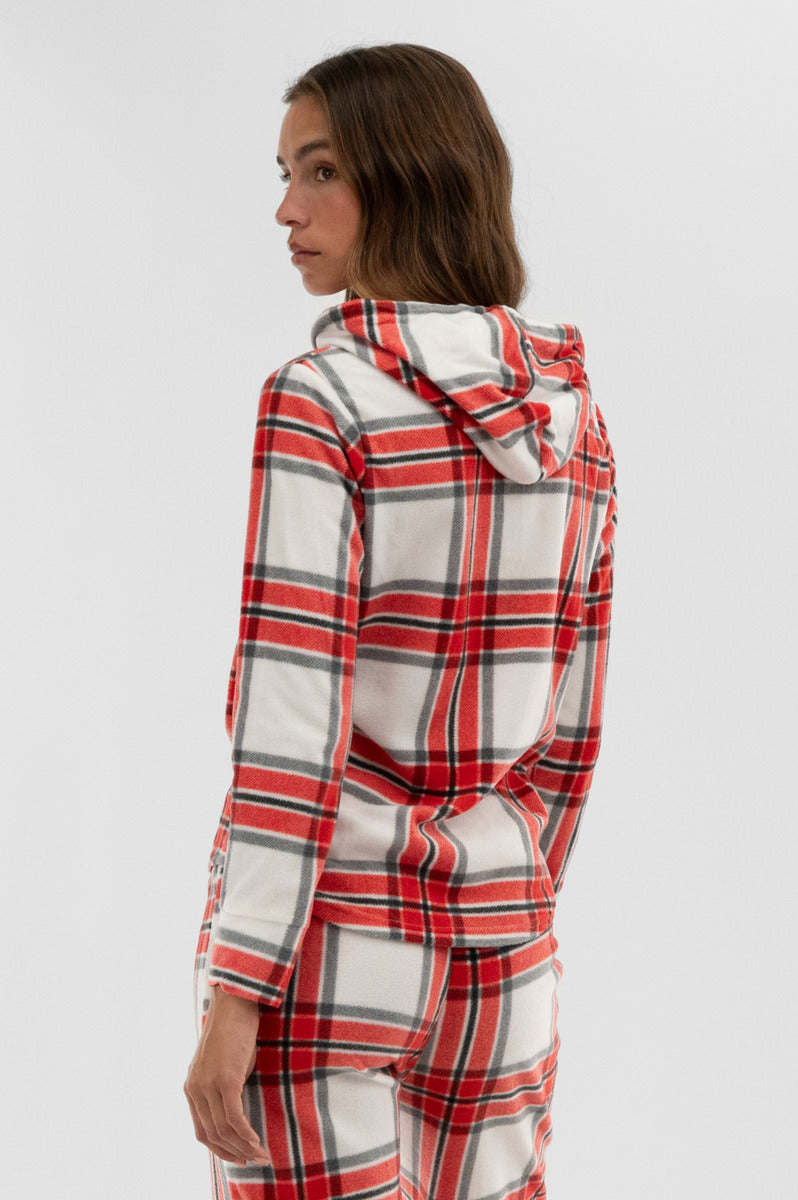 Canada Weather Gear Plaid Hooded Pajama Top - White - Womens Pajamas - Canada Weather Gear