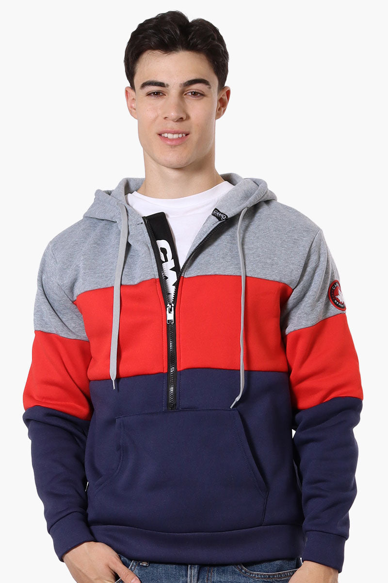 Canada Weather Gear 1/2 Zip Colour Block Hoodie - Grey - Mens Hoodies & Sweatshirts - Canada Weather Gear