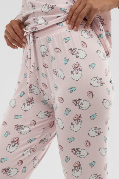 Canada Weather Gear Dog Print Tie Waist Pajama Pants - Blush - Womens Pajamas - Canada Weather Gear
