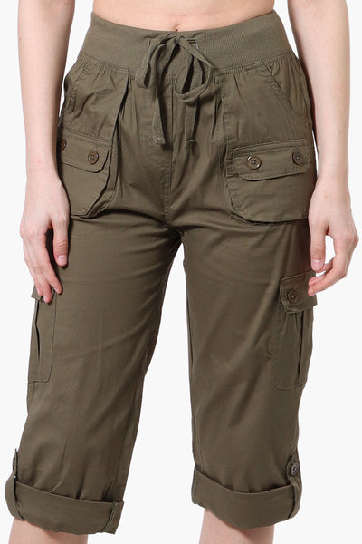 Canada Weather Gear Tie Waist Cargo Capris - Olive - Womens Shorts & Capris - Canada Weather Gear