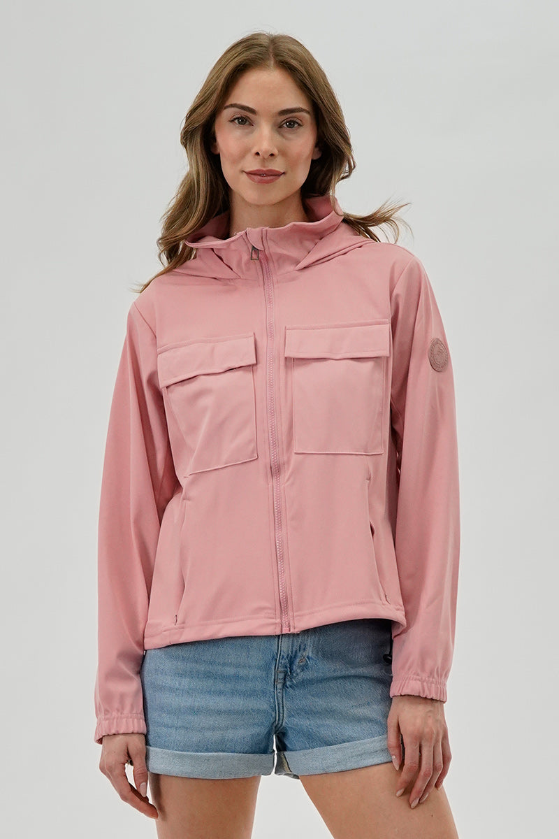 Canada Weather Gear Hooded Utility Lightweight Jacket - Pink - Womens Lightweight Jackets - Canada Weather Gear