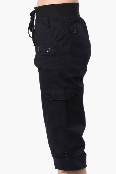 Canada Weather Gear Tie Waist Cargo Capris - Black - Womens Shorts & Capris - Canada Weather Gear