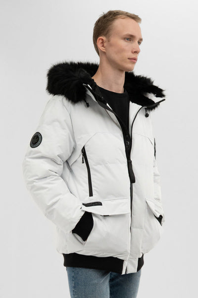 Canada Weather Gear Faux Fur Trim Bomber Jacket - White