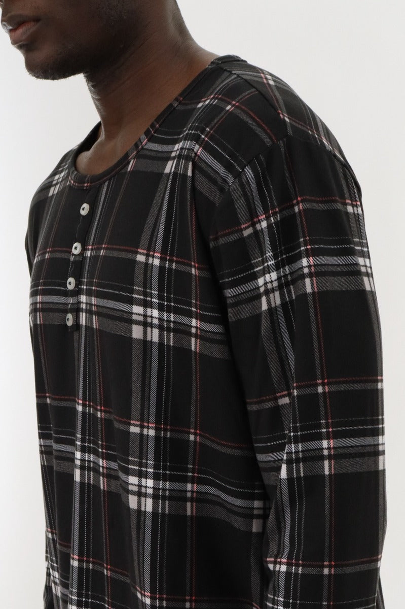 Canada Weather Gear Long Sleeve Printed Pajama Top - Black - Mens Pajamas - Canada Weather Gear