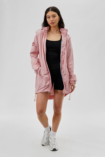 Canada Weather Gear Long Hooded Lightweight Jacket - Pink - Womens Lightweight Jackets - Canada Weather Gear