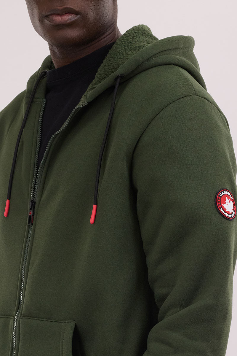 Canada Weather Gear Fleece Lined Zip Up Hoodie - Olive