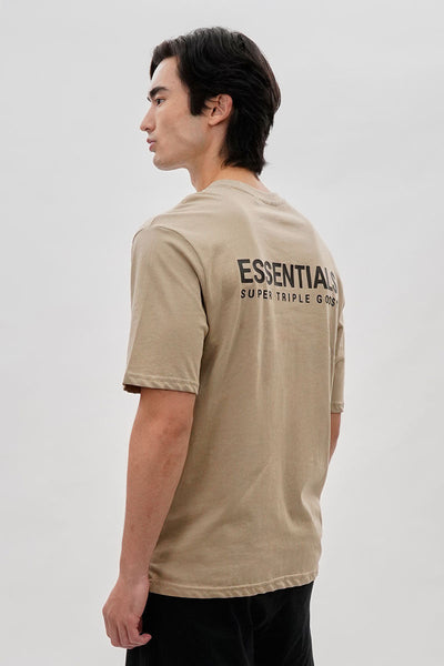 Essentials Super Triple Goose Logo Print Tee - Beige - Mens Tees & Tank Tops - Canada Weather Gear