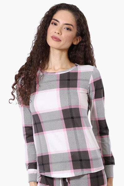 Canada Weather Gear Plaid Crewneck Pajama Top - White - Womens Pajamas - Canada Weather Gear