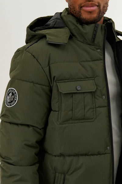 Canada Weather Gear Quilted Puffer Parka Jacket - Olive - Mens Parka Jackets - Canada Weather Gear