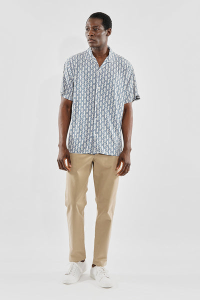 Canada Weather Gear Travel Collection Geometric Print Button Up Casual Shirt - White - Mens Casual Shirts - Canada Weather Gear