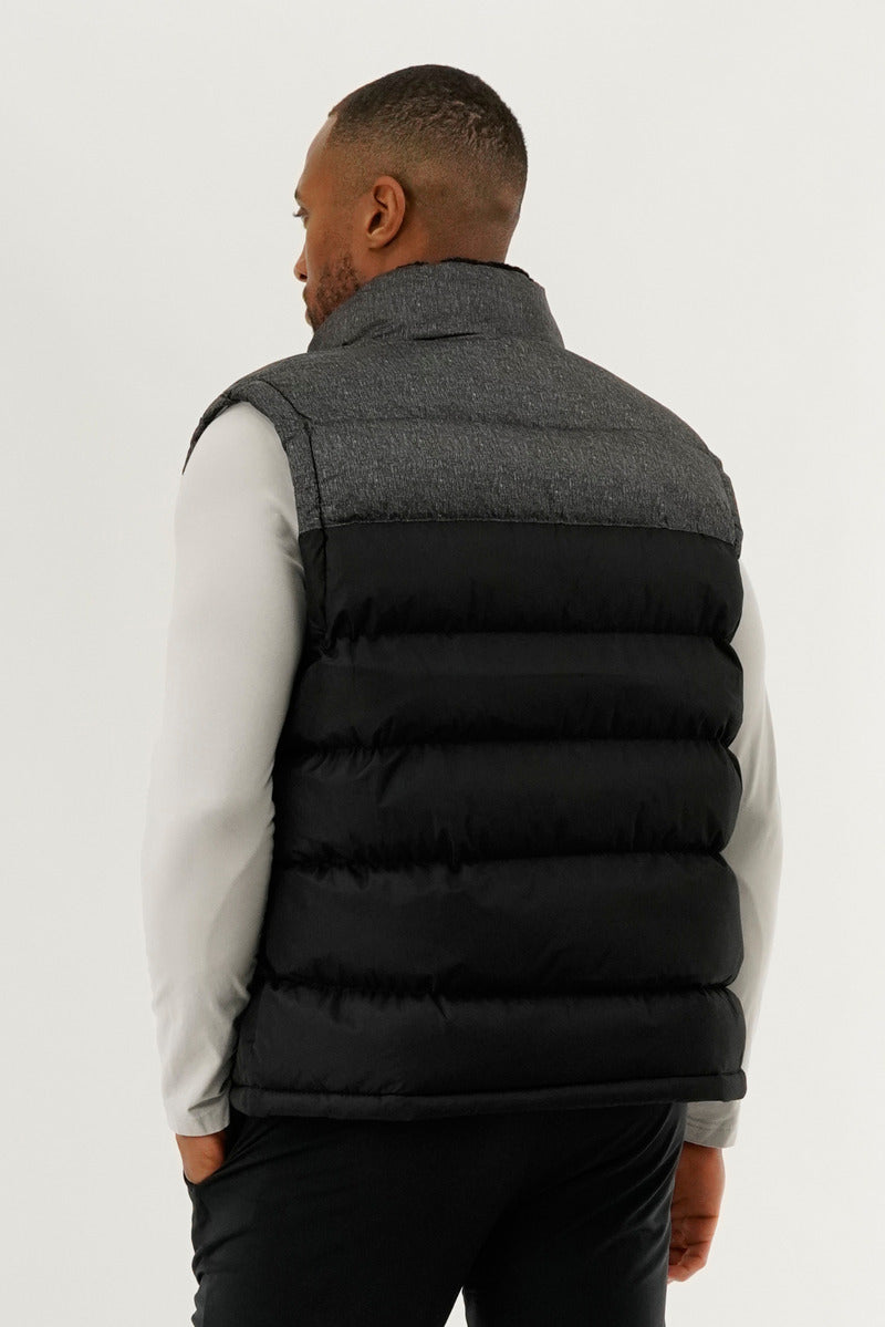 Canada Weather Gear Colour Block Puffer Vest - Black - Mens Vests - Canada Weather Gear