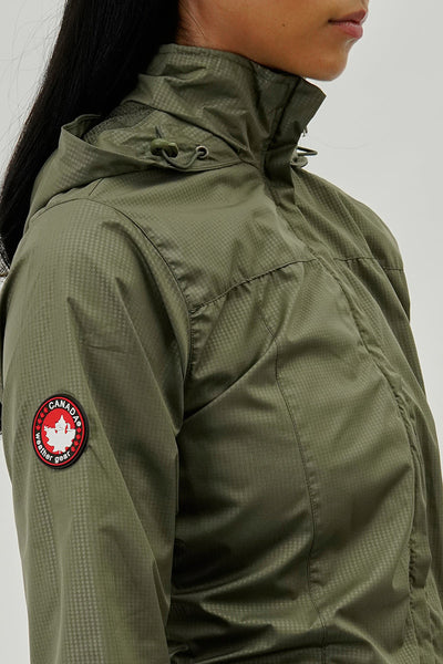 Canada Weather Gear Long Hooded Lightweight Jacket - Olive - Womens Moto Jackets - Canada Weather Gear