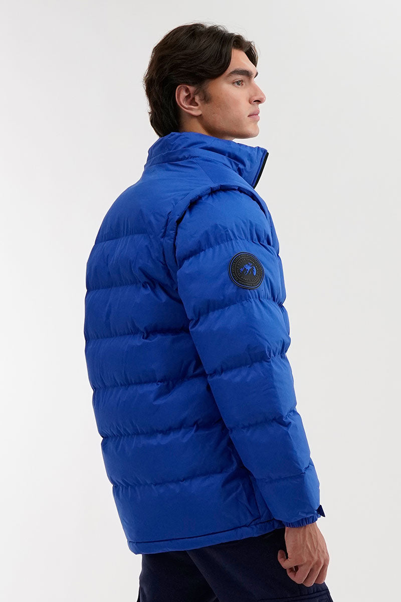 Super Triple Goose Zip Off Sleeve Bomber Jacket - Blue