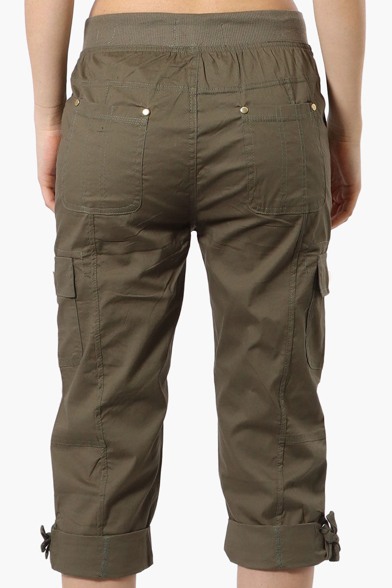 Canada Weather Gear Tie Waist Cargo Capris - Olive - Womens Shorts & Capris - Canada Weather Gear