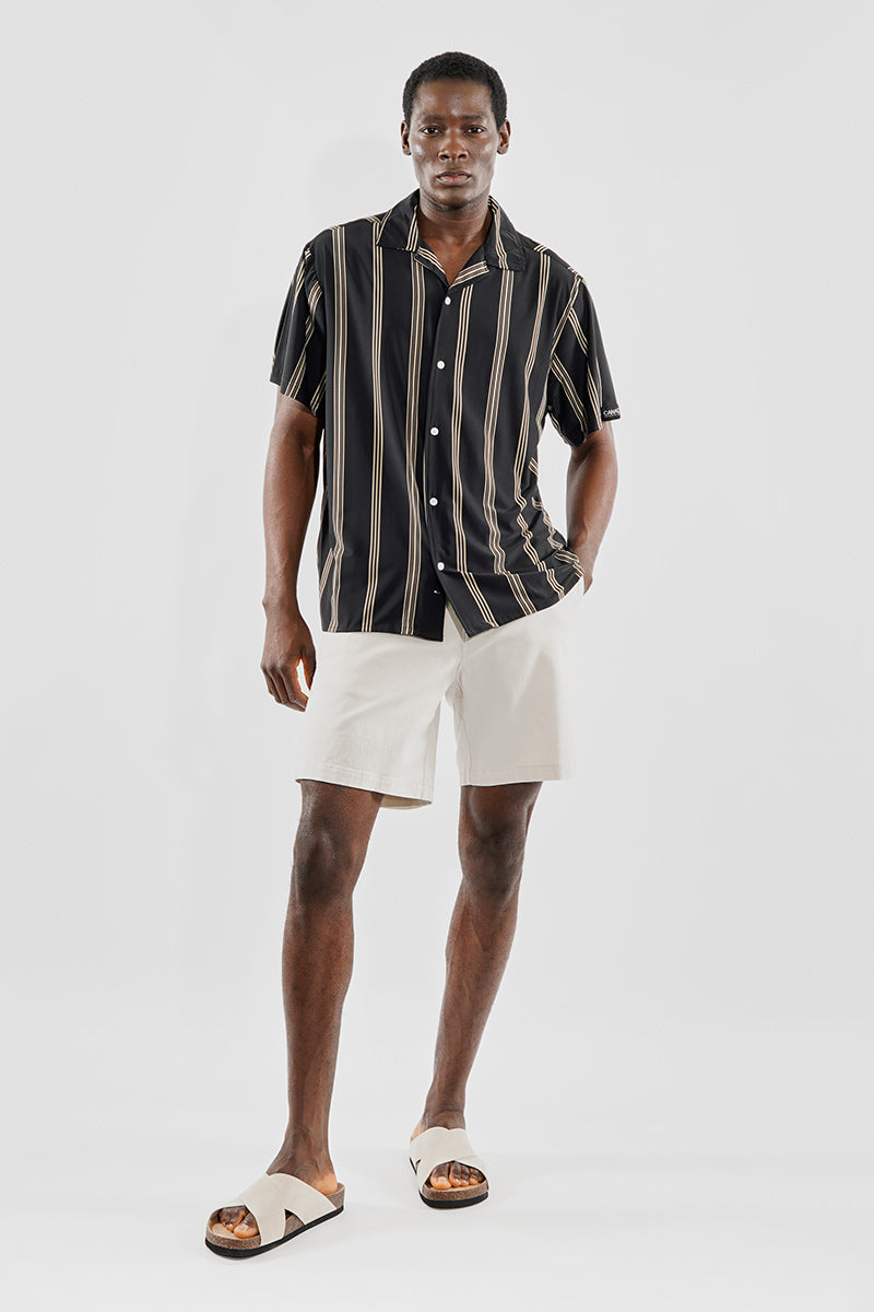 Canada Weather Gear Travel Collection Striped Button Up Casual Shirt - Black - Mens Casual Shirts - Canada Weather Gear