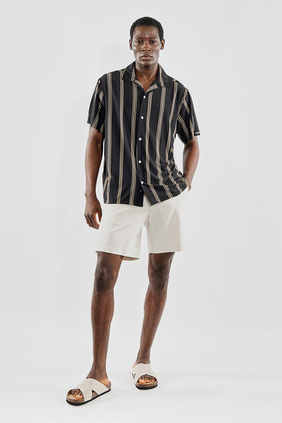 Canada Weather Gear Travel Collection Striped Button Up Casual Shirt - Black - Mens Casual Shirts - Canada Weather Gear