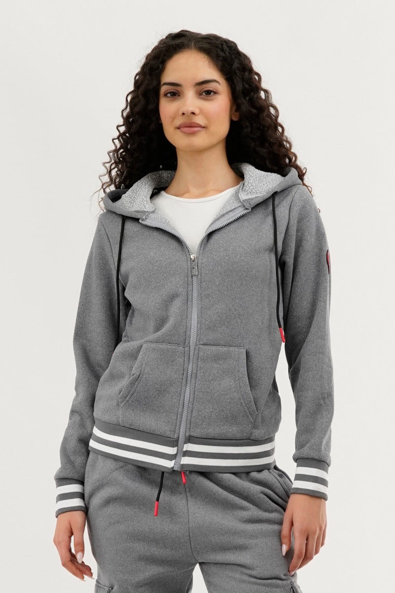 Canada Weather Gear Fleece Zip Up Hoodie - Grey - Womens Hoodies & Sweatshirts - Canada Weather Gear