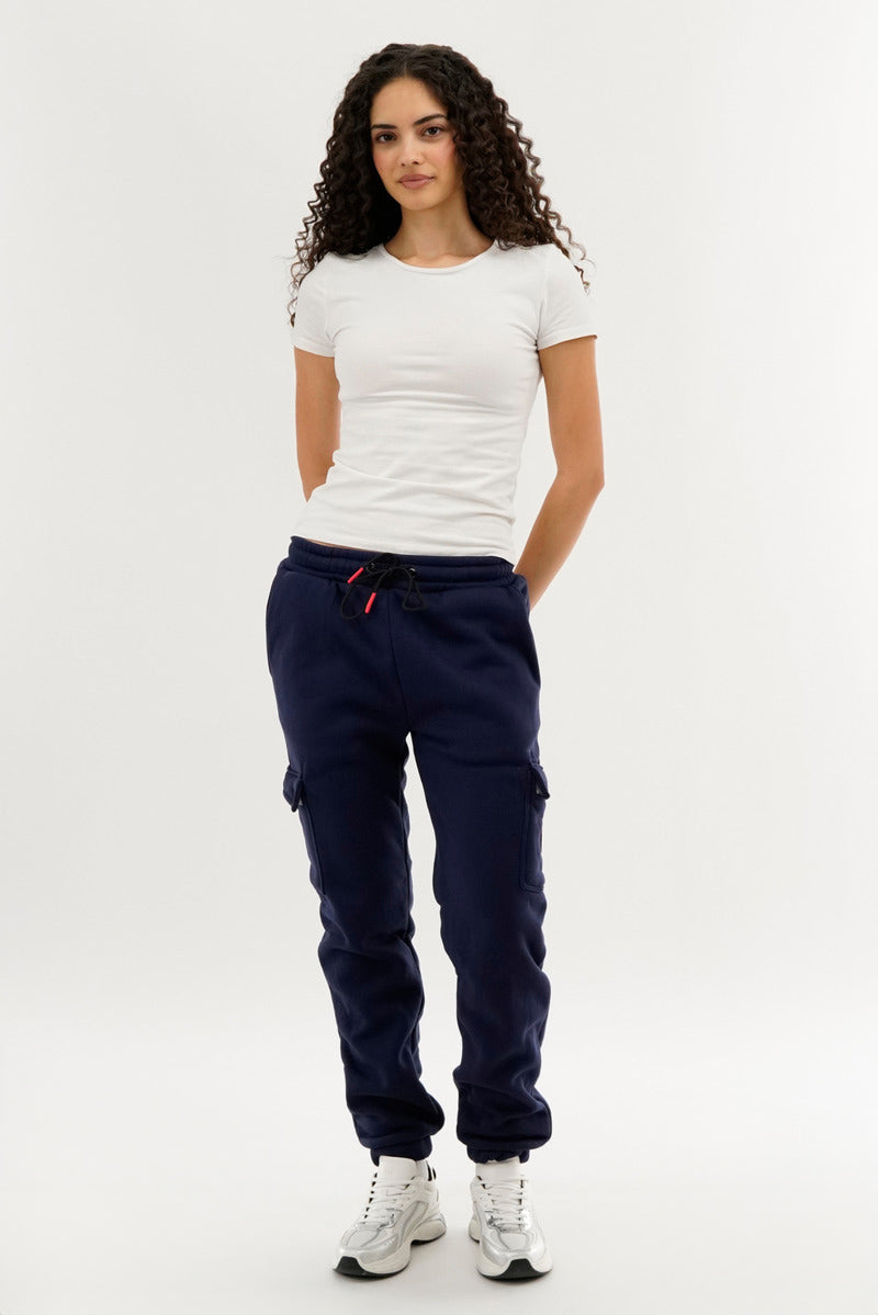 Canada Weather Gear Fleece Cargo Joggers - Navy - Womens Joggers & Sweatpants - Canada Weather Gear