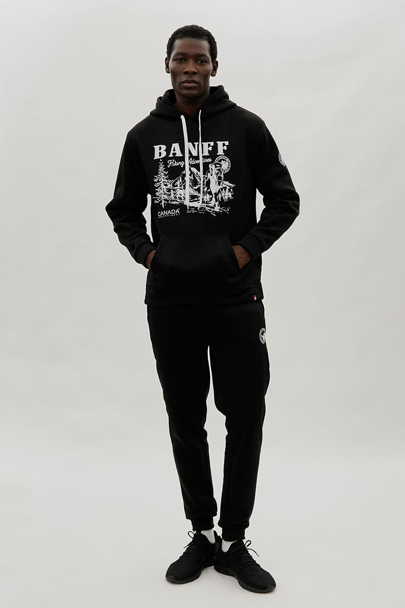 Canada Weather Gear Banff Print Hoodie - Black - Mens Hoodies & Sweatshirts - International Clothiers