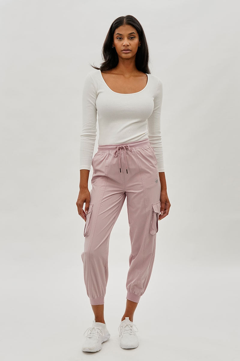 Canada Weather Gear Tie Waist Cargo Joggers - Pink - Womens Joggers & Sweatpants - Canada Weather Gear