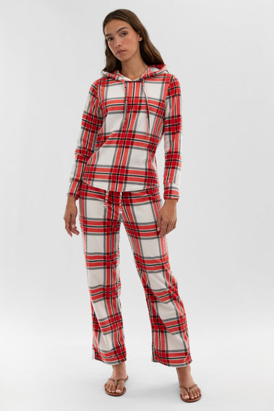 Canada Weather Gear Plaid Hooded Pajama Top - White - Womens Pajamas - Canada Weather Gear