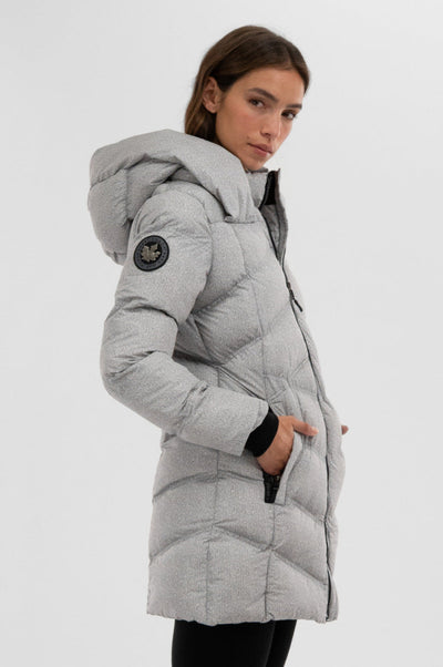 Canada Weather Gear Chevron Quilted Parka Jacket - Grey