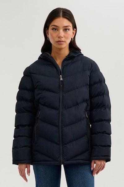 Canada Weather Gear Chevron Quilted Bomber Jacket - Navy - Womens Bomber Jackets - Canada Weather Gear