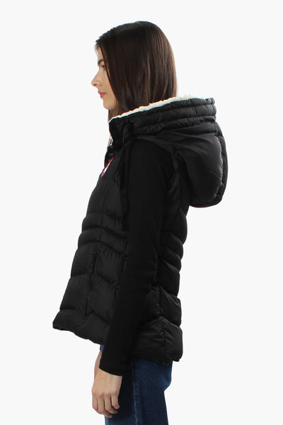 Canada Weather Gear Sherpa Hood Puffer Vest - Black - Womens Vests - Canada Weather Gear