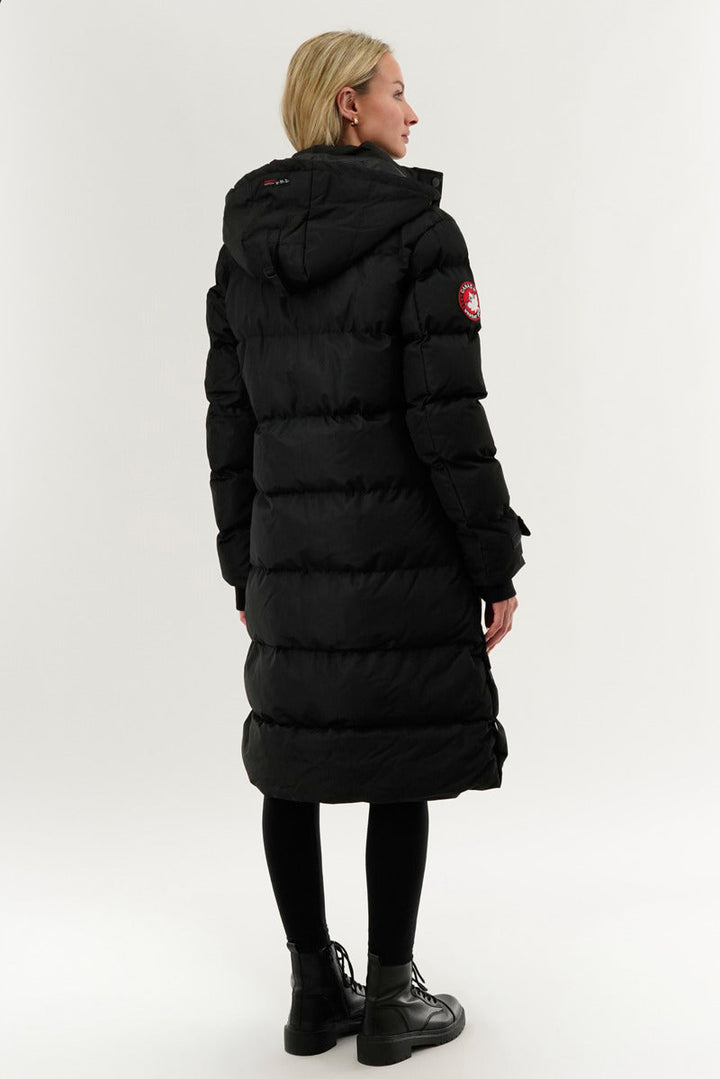 Quilted Maxi Parka Jacket - Black