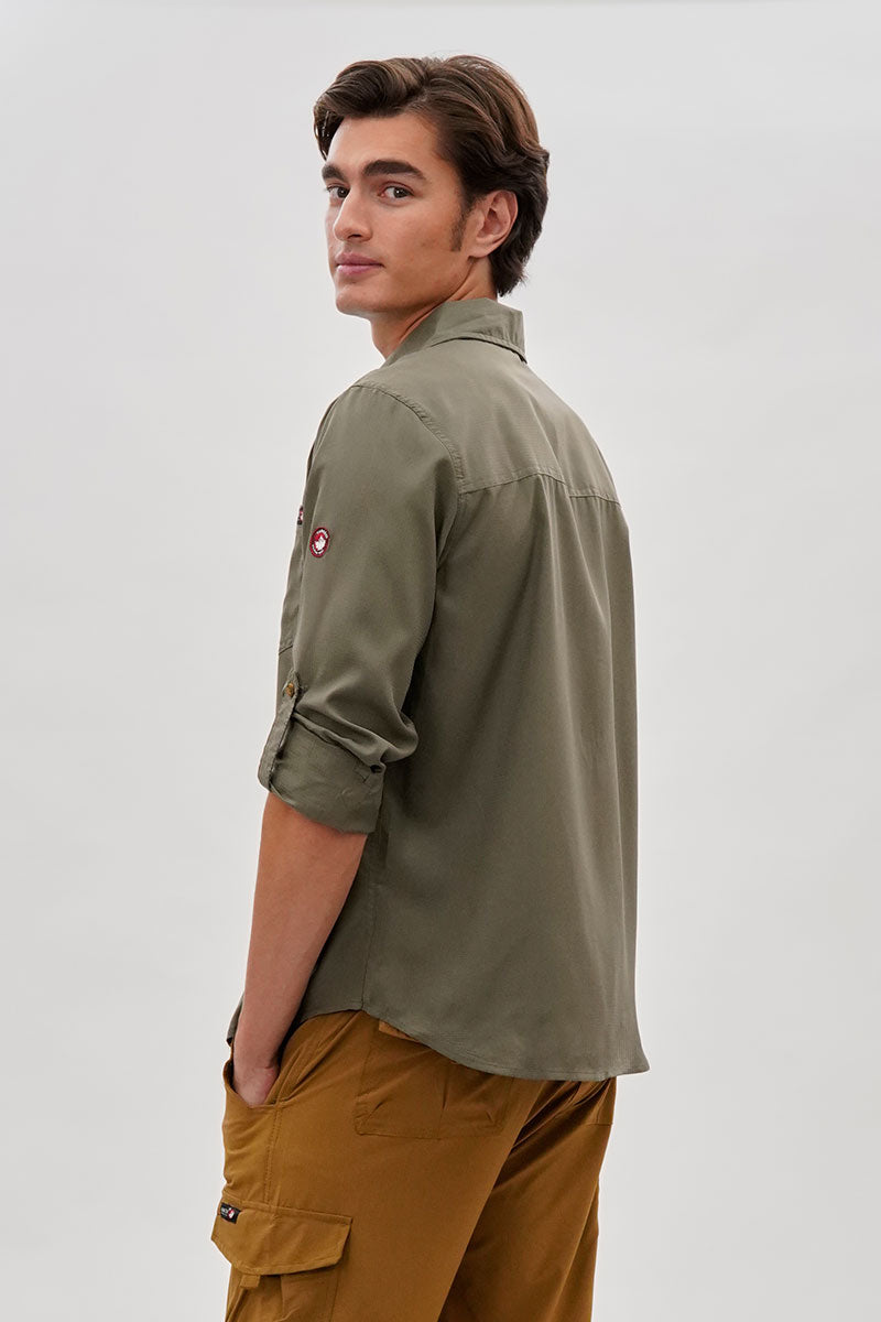 Canada Weather Gear Utility Ripstop Casual Shirt - Olive - Mens Casual Shirts - Canada Weather Gear