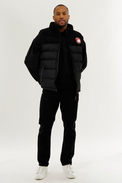 Canada Weather Gear Sherpa Panel Bubble Vest - Black - Mens Vests - Canada Weather Gear