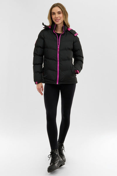 Canada Weather Gear Chevron Bubble Bomber Jacket - Black - Womens Bomber Jackets - Canada Weather Gear