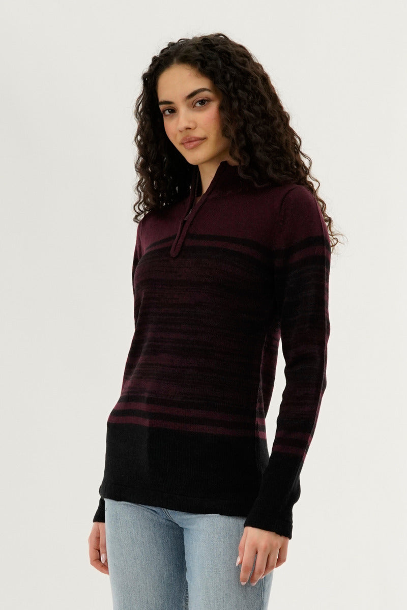 Canada Weather Gear Half Zip Pullover Sweater - Burgundy - Womens Pullover Sweaters - Canada Weather Gear
