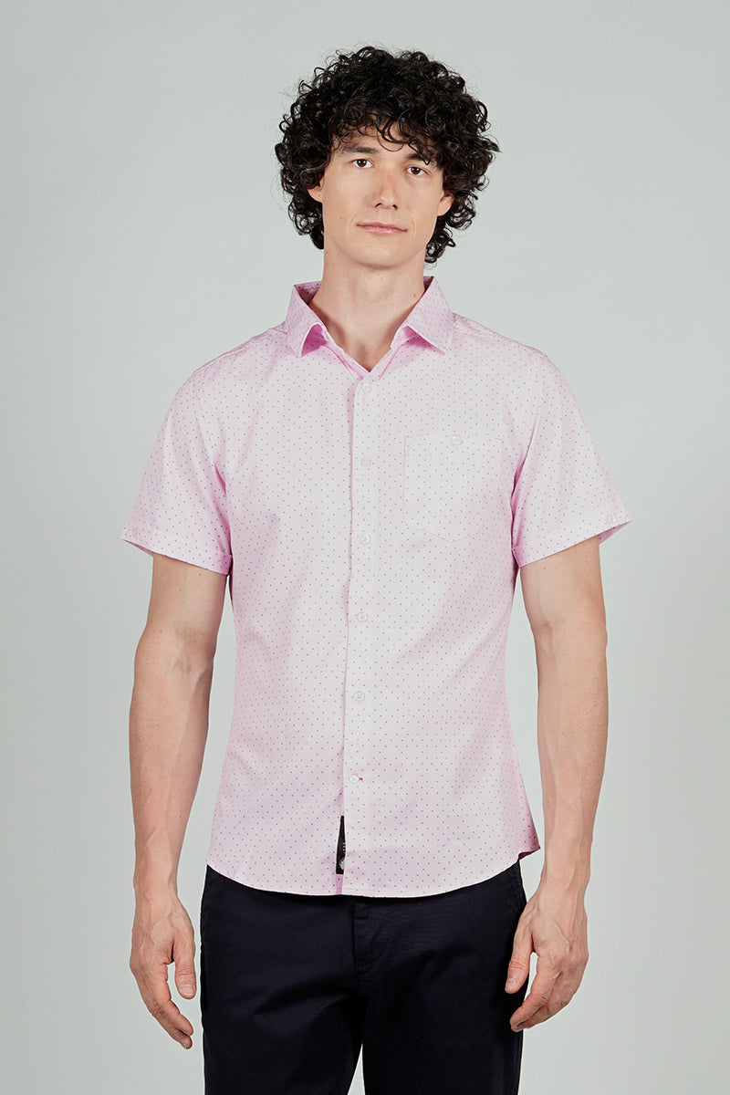 Canada Weather Gear Travel Collection Patterned Button Up Casual Shirt - Blush