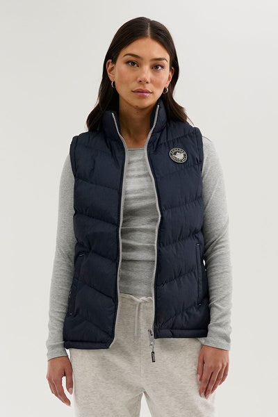 Canada Weather Gear Chevron Puffer Vest - Navy - Womens Vests - Canada Weather Gear