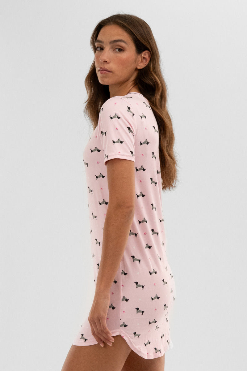 Canada Weather Gear Dog Print Tunic Pajama Top - Pink - Womens Pajamas - Canada Weather Gear