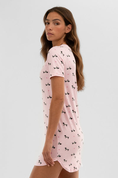 Canada Weather Gear Dog Print Tunic Pajama Top - Pink - Womens Pajamas - Canada Weather Gear
