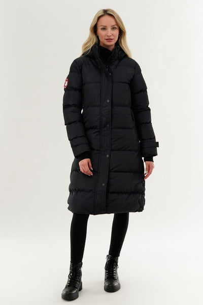 Canada Weather Gear Quilted Maxi Parka Jacket - Navy - Womens Parka Jackets - Canada Weather Gear