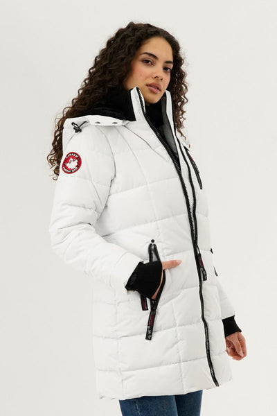 Canada Weather Gear Square Quilted Parka Jacket - White - Womens Parka Jackets - Canada Weather Gear