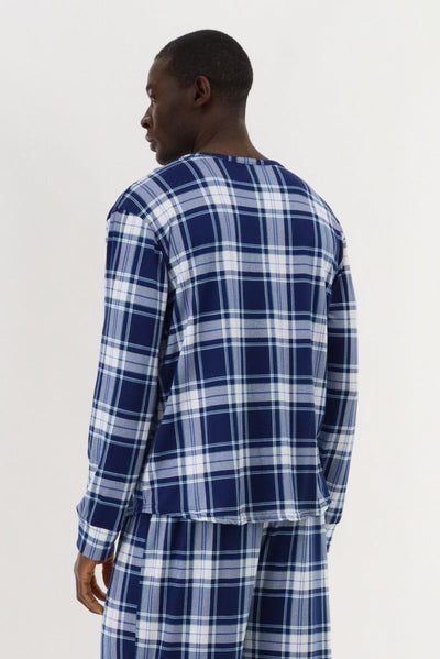 Canada Weather Gear Long Sleeve Printed Pajama Top - Blue - Mens Pajamas - Canada Weather Gear