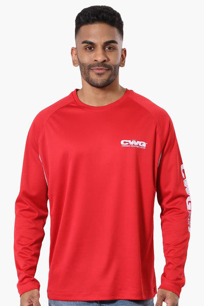 Canada Weather Gear Athletic Chest Logo Long Sleeve Top - Red - Mens Long Sleeve Tops - Canada Weather Gear